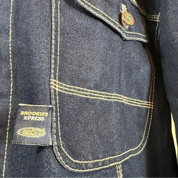 Vintage 90’s Brooklyn Xpress Tribal Dragon Embroidered  Denim Jacket - Picture 7 of 12